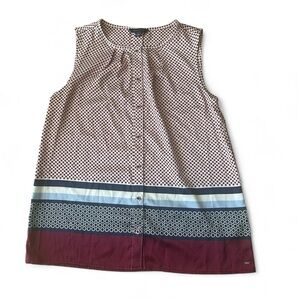 Tommy Hilfiger Sleeveless Blouse - Burgundy and Navy